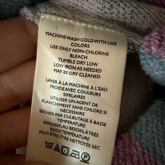 Free People Baja Sweatshirt Oversized V Neck Striped Printed Hoodie Tunic Top S - Picture 13 of 15